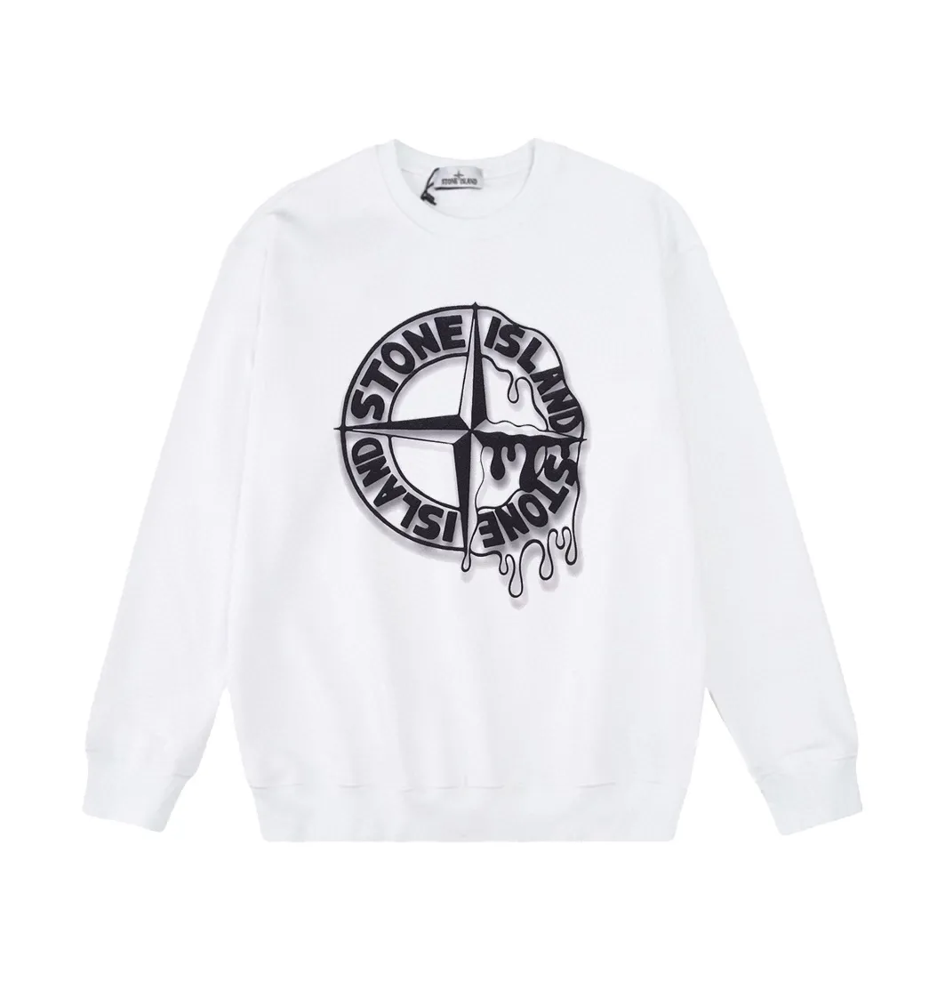 W812#P160💰 Stone Island Stone Island melting compass logo printed round neck long-sleeved sweatshirt! Versatile base round neck sweatshirt for couples! Simple armband design, customized 1*1 thread (fine texture), 380g double-strand large terry fabric, very good quality, foreign trade craftsmanship, respect the original version! The threads at the cuffs and hem are all original bartacks! The time-consuming and material consumption distinguishes the ordinary version on the market! Tops worn by celebrities from all walks of life on INS, can be matched with couple styles!  Color: Black White Size: M-XXL